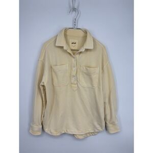 Aerie Sweatshirt XS Yellow Tunic Take it Easy Popover Shirt Acid Dye Terry